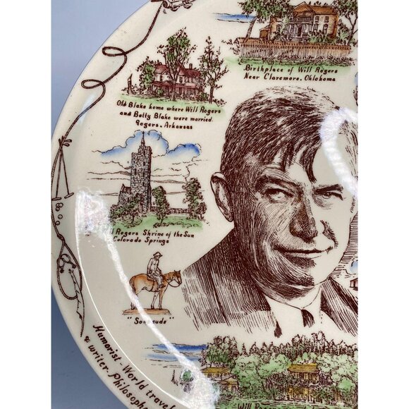 Will Rogers Commemorative Collectors Plate By Vernon Kilns 10" Ceramic - Picture 9 of 16